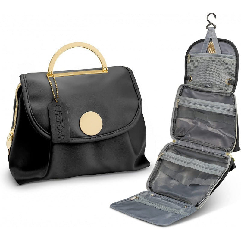 Black Stylish Travel Makeup Organizer Bag with Hanging Hook