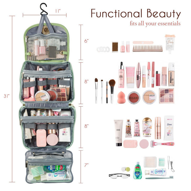 Black Stylish Travel Makeup Organizer Bag with Hanging Hook