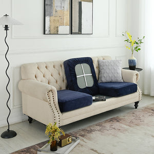 2 Pcs Navy Blue Elegant Polyester Sofa Cover - Full Protection Against Cat Scratches & Wear