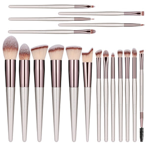 Beige 18-Piece Makeup Brush Set - Professional