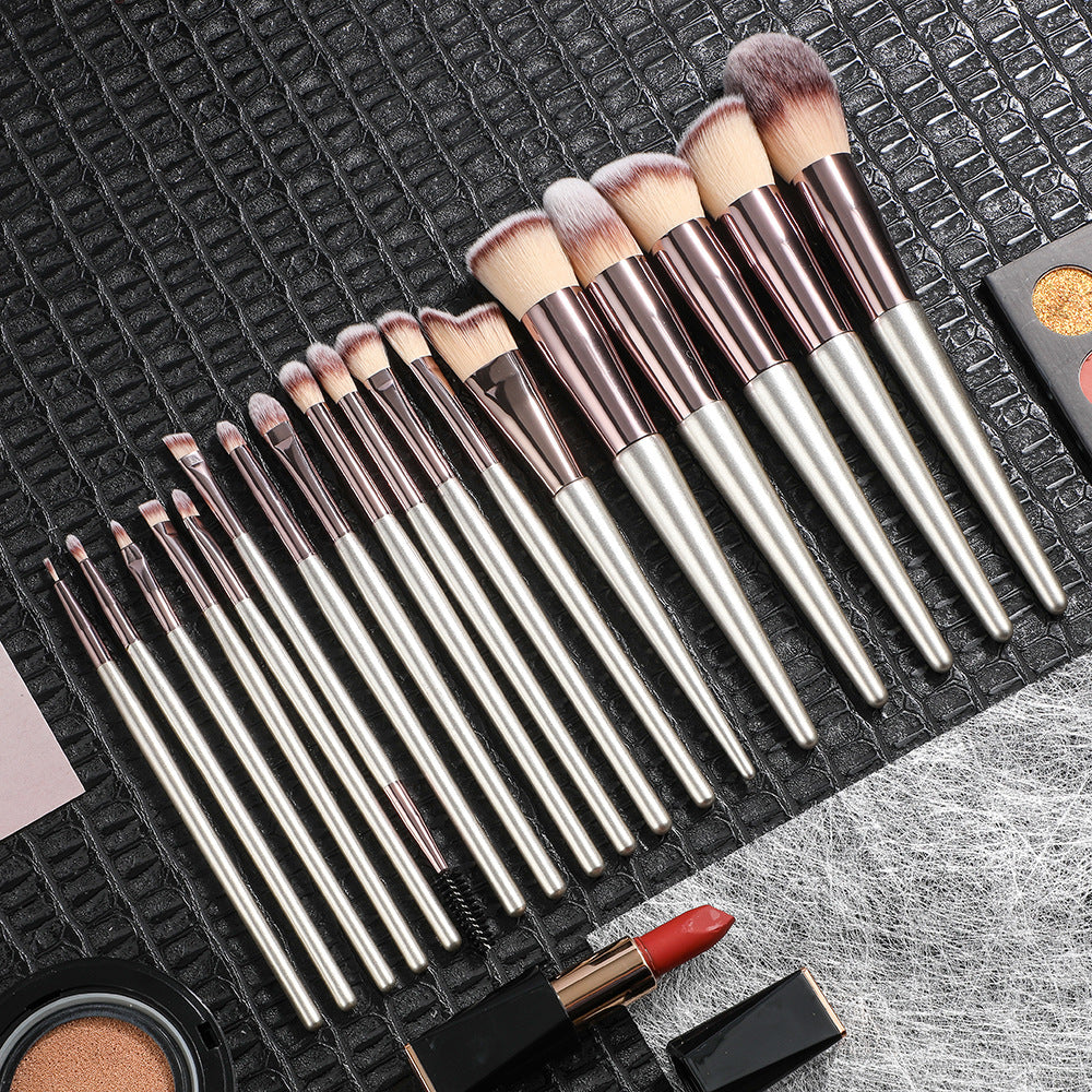 Beige 18-Piece Makeup Brush Set - Professional