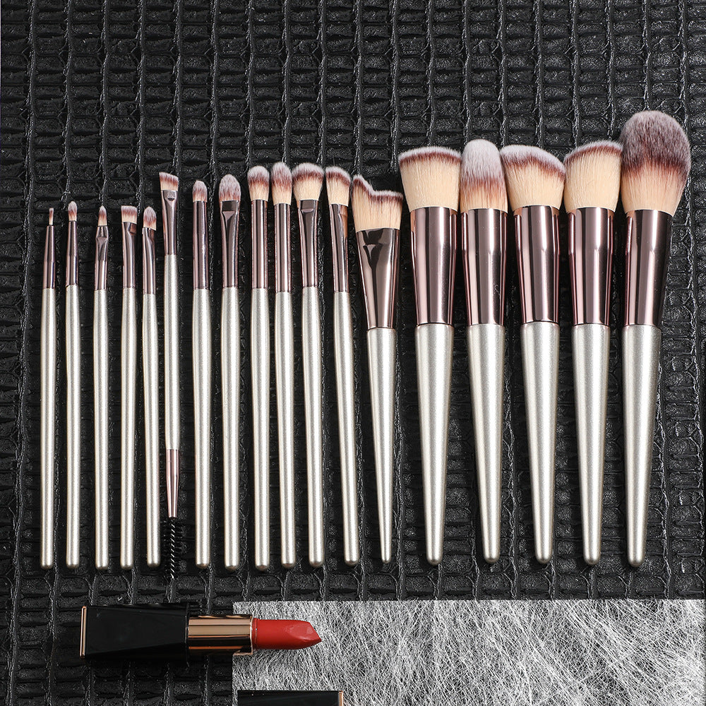Beige 18-Piece Makeup Brush Set - Professional