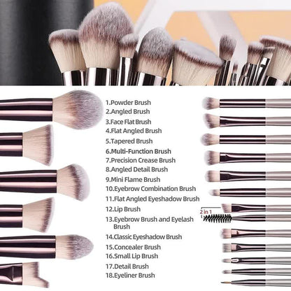 Beige 18-Piece Makeup Brush Set - Professional
