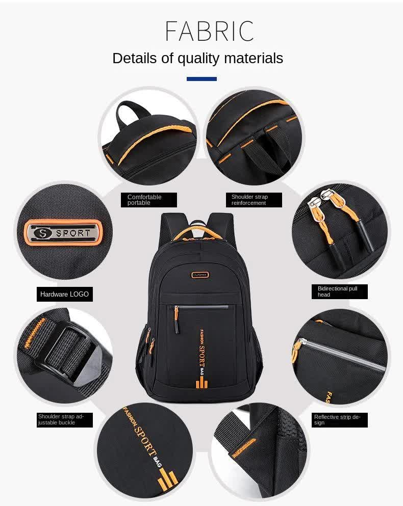 Black And Orange Large Capacity Business Backpack for Men and Women - Waterproof Laptop School Bag with Breathable Design