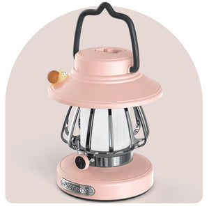 Pink Retro Snail Night Light - Portable Rechargeable Camping Lantern with Hook, 3-Color Dimming