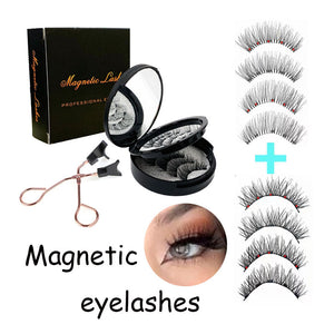 Style 3 Black Magnetic False Eyelashes Kit - 3 Pairs with Applicator Clip and Mirror Case