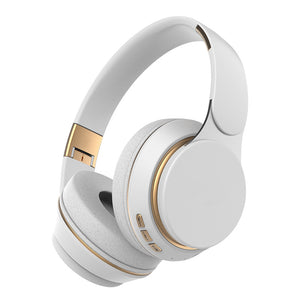 White Wireless Bluetooth Headphones with Noise Reduction - Heavy Bass, Long Battery Life, TF Card Support