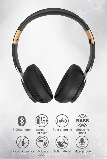 White Wireless Bluetooth Headphones with Noise Reduction - Heavy Bass, Long Battery Life, TF Card Support
