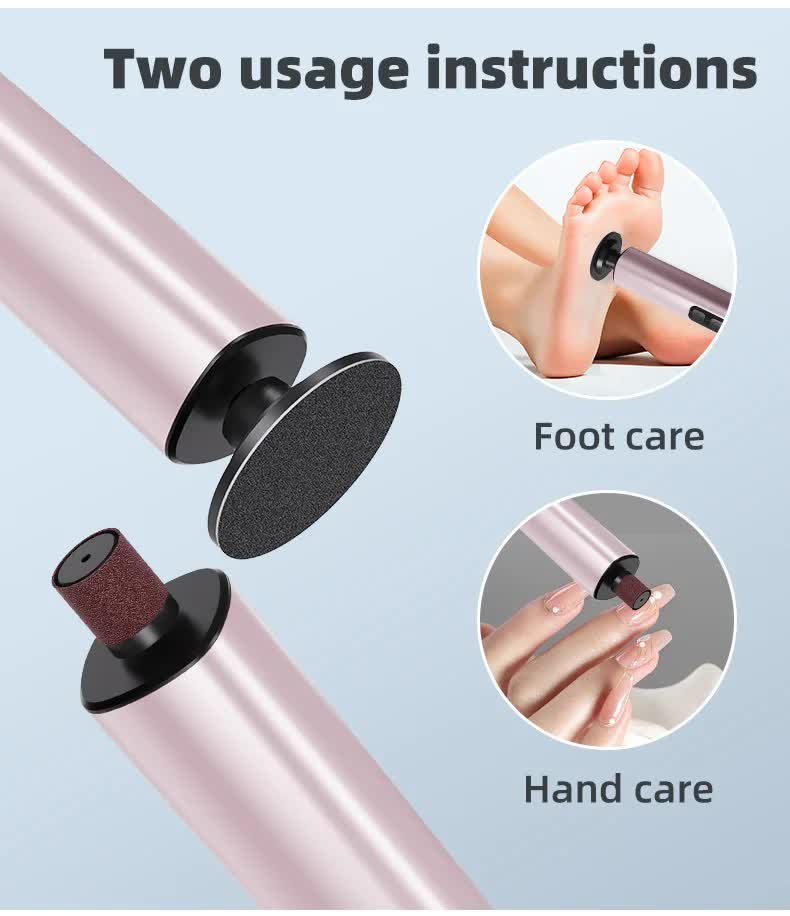 Rose Glod Rechargeable Electric Foot File with 9 Speed Settings - Callus Remover for Smooth Feet