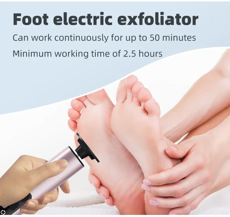 Rose Glod Rechargeable Electric Foot File with 9 Speed Settings - Callus Remover for Smooth Feet