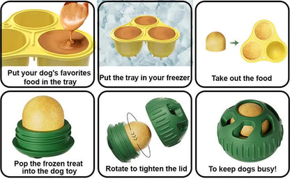Green Ball and Black Mold Pet Treat Dispensing Ball and Molding Set - Silicone Dog Chew Toy for Teeth Cleaning and Boredom Relief