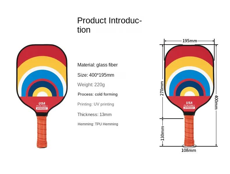 Style 1 Colorful  Geometric Patterns Fiberglass Pickleball Paddle Set - 2 Paddles, 4 Balls, and Portable Carry Bag for Outdoor Play