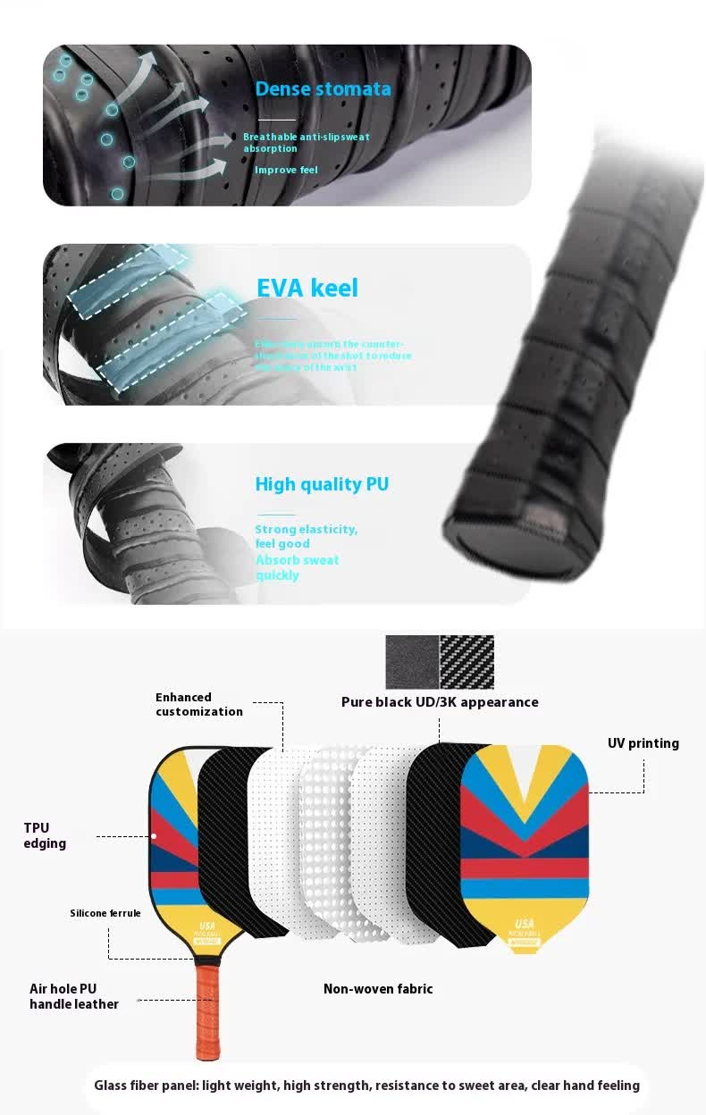 Style 1 Colorful  Geometric Patterns Fiberglass Pickleball Paddle Set - 2 Paddles, 4 Balls, and Portable Carry Bag for Outdoor Play