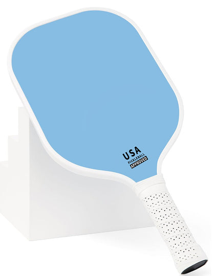 Light Blue Fiberglass Pickleball Paddle - Lightweight 215g with Anti-Slip TPU Grip for Outdoor Sports