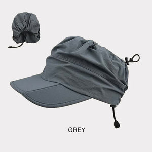Grey Foldable Quick-Dry Summer Sports Visor Hat UPF 50+ Adjustable Outdoor Sun Cap