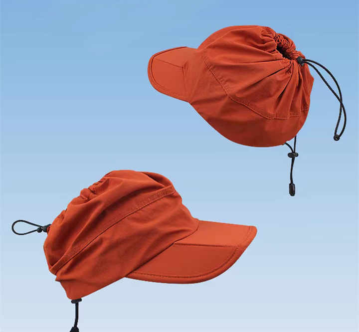 Grey Foldable Quick-Dry Summer Sports Visor Hat UPF 50+ Adjustable Outdoor Sun Cap