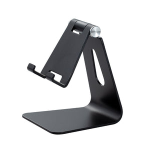 2 Pcs Black Foldable Aluminum Alloy Phone & Tablet Stand - Adjustable Portable Desktop Holder