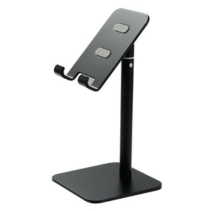 Black Adjustable Aluminum Alloy Phone and Tablet Stand - Telescopic Desktop Holder for Live Streaming and Hands-Free Use