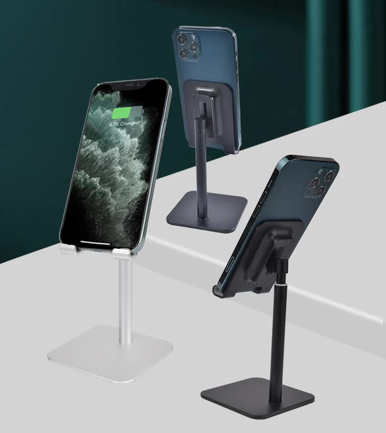 Red Adjustable Aluminum Alloy Phone and Tablet Stand - Telescopic Desktop Holder for Live Streaming and Hands-Free Use