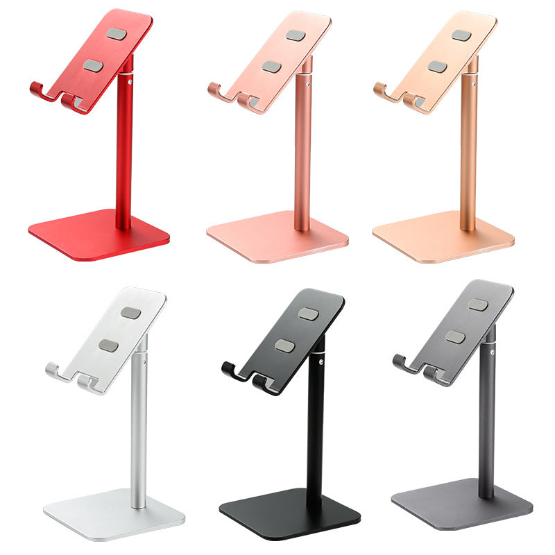 Gold Adjustable Aluminum Alloy Phone and Tablet Stand - Telescopic Desktop Holder for Live Streaming and Hands-Free Use