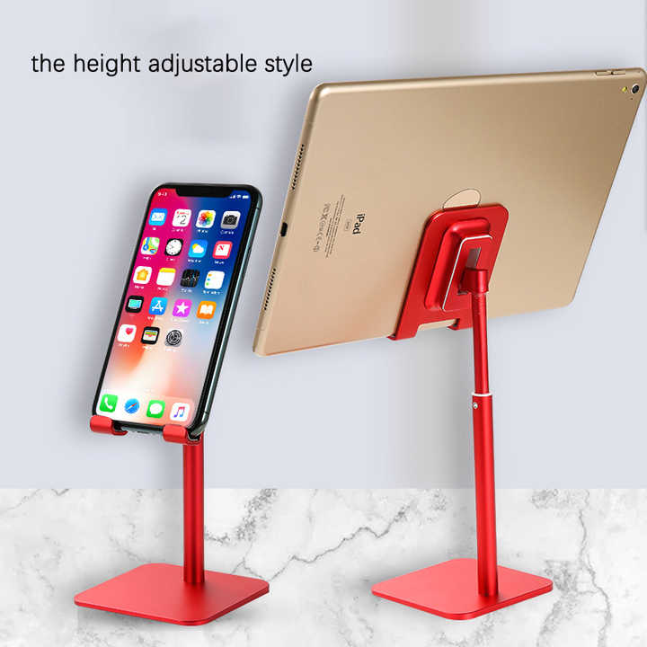 Gold Adjustable Aluminum Alloy Phone and Tablet Stand - Telescopic Desktop Holder for Live Streaming and Hands-Free Use