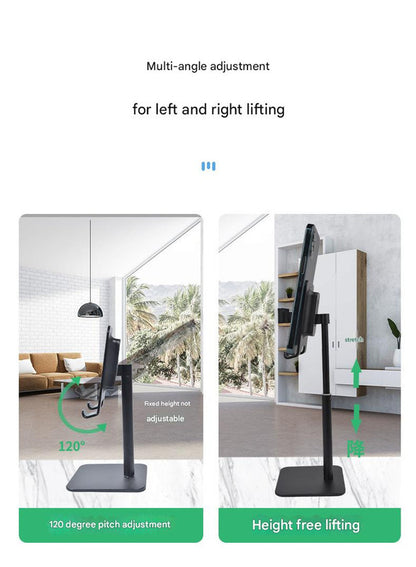 Gold Adjustable Aluminum Alloy Phone and Tablet Stand - Telescopic Desktop Holder for Live Streaming and Hands-Free Use