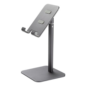 Grey Adjustable Aluminum Alloy Phone and Tablet Stand - Telescopic Desktop Holder for Live Streaming and Hands-Free Use