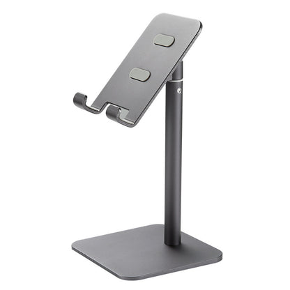 Grey Adjustable Aluminum Alloy Phone and Tablet Stand - Telescopic Desktop Holder for Live Streaming and Hands-Free Use