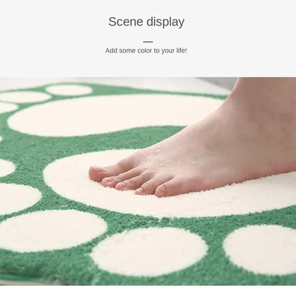 2 Pcs Grey And White Foot-Shaped Plush Bath Mat - Non-Slip Absorbent Bathroom Rug for Bedroom and Doorway (50x80cm)