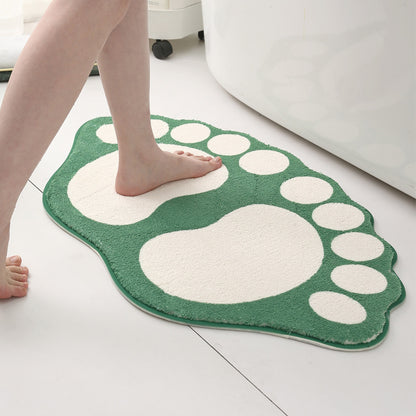 2 Pcs Purple And White Foot-Shaped Plush Bath Mat - Non-Slip Absorbent Bathroom Rug for Bedroom and Doorway (50x80cm)