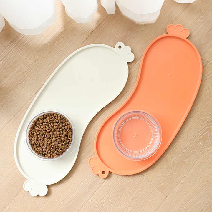 Orange Non - Slip Pet Feeding Mat - Waterproof Dog & Cat Food Bowl Placemat with Raised Edges - Factory Direct Shop