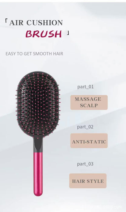 Blue Air Cushion Massage Paddle Brush & Wide Tooth Comb Set - Gentle Detangling for All Hair Types