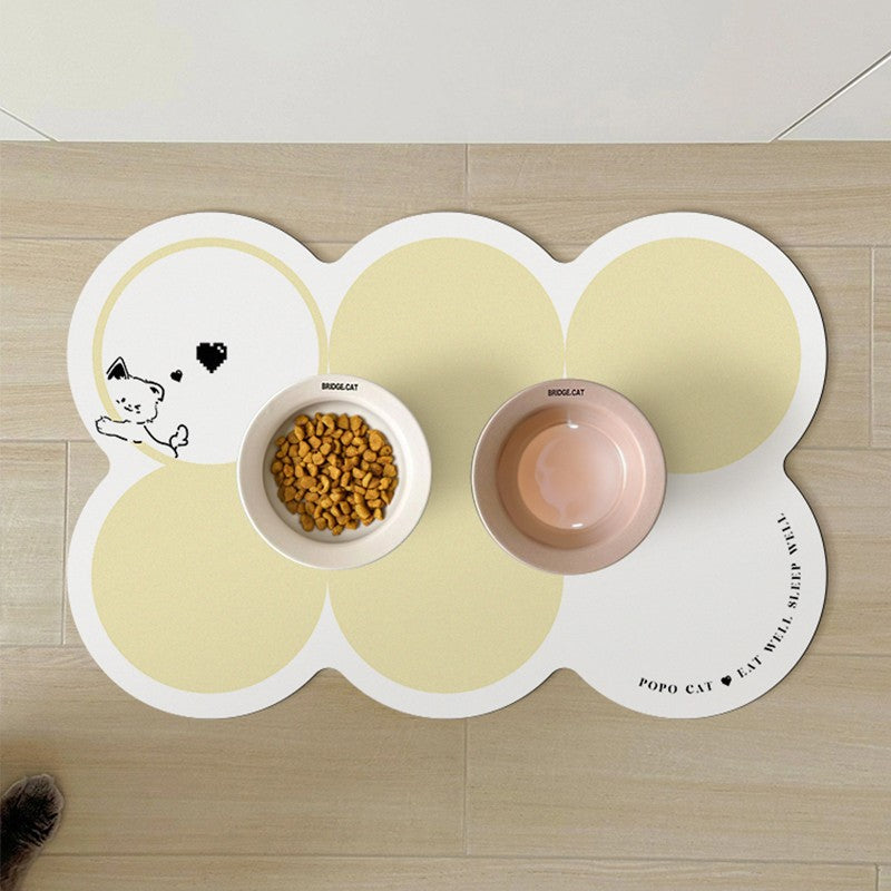 Style 1 White And Yellow Absorbent Diatomaceous Earth Pet Feeding Mat - Non - Slip & Quick Dry Placemat (50x80cm) - Factory Direct Shop