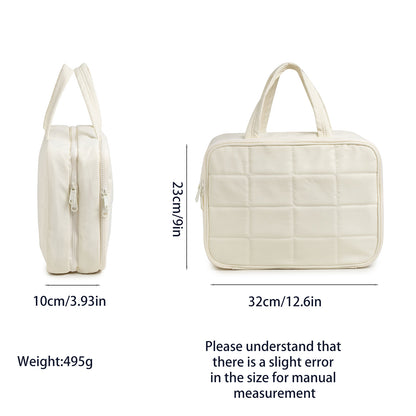 Size L Pink Quilted Hanging Toiletry Bag with Jewelry Organizer - Travel Cosmetic Case(31*12*23)