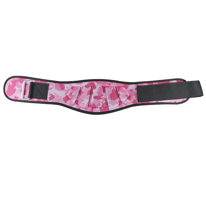Size M Pink Camouflage Camo Weightlifting Belt - EVA Nylon Gym Belt for Squats, Deadlifts & Lumbar Support