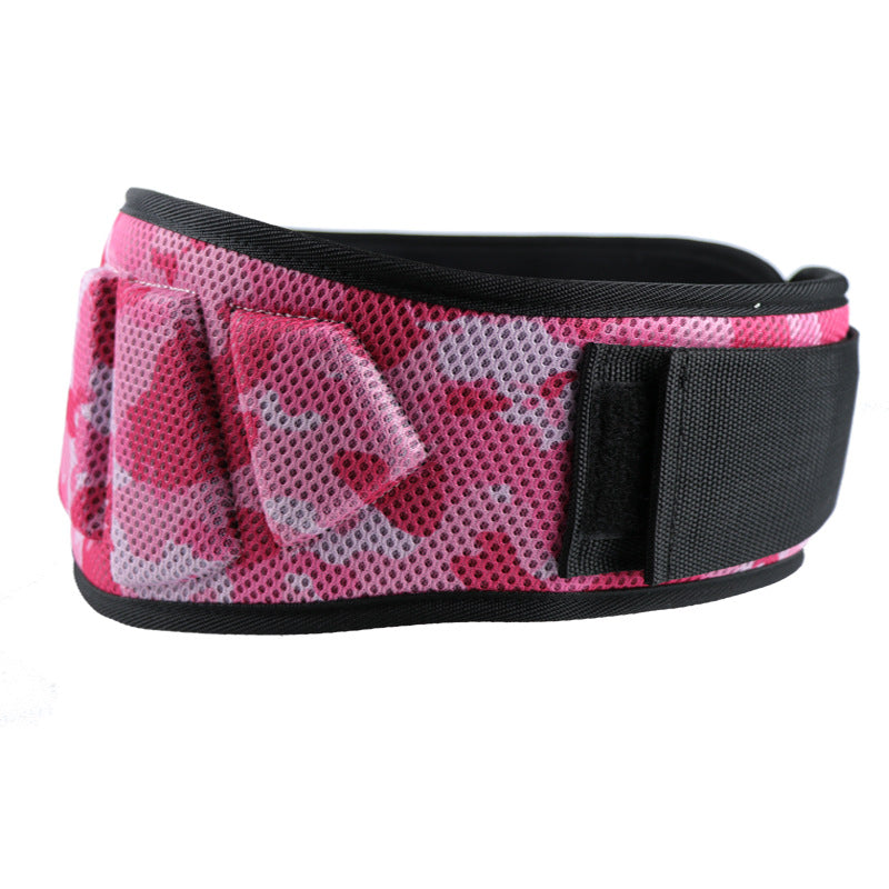 Size L Pink Camouflage Camo Weightlifting Belt - EVA Nylon Gym Belt for Squats, Deadlifts & Lumbar Support