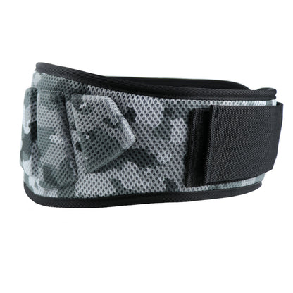 Size L Grey Camouflage Camo Weightlifting Belt - EVA Nylon Gym Belt for Squats, Deadlifts & Lumbar Support