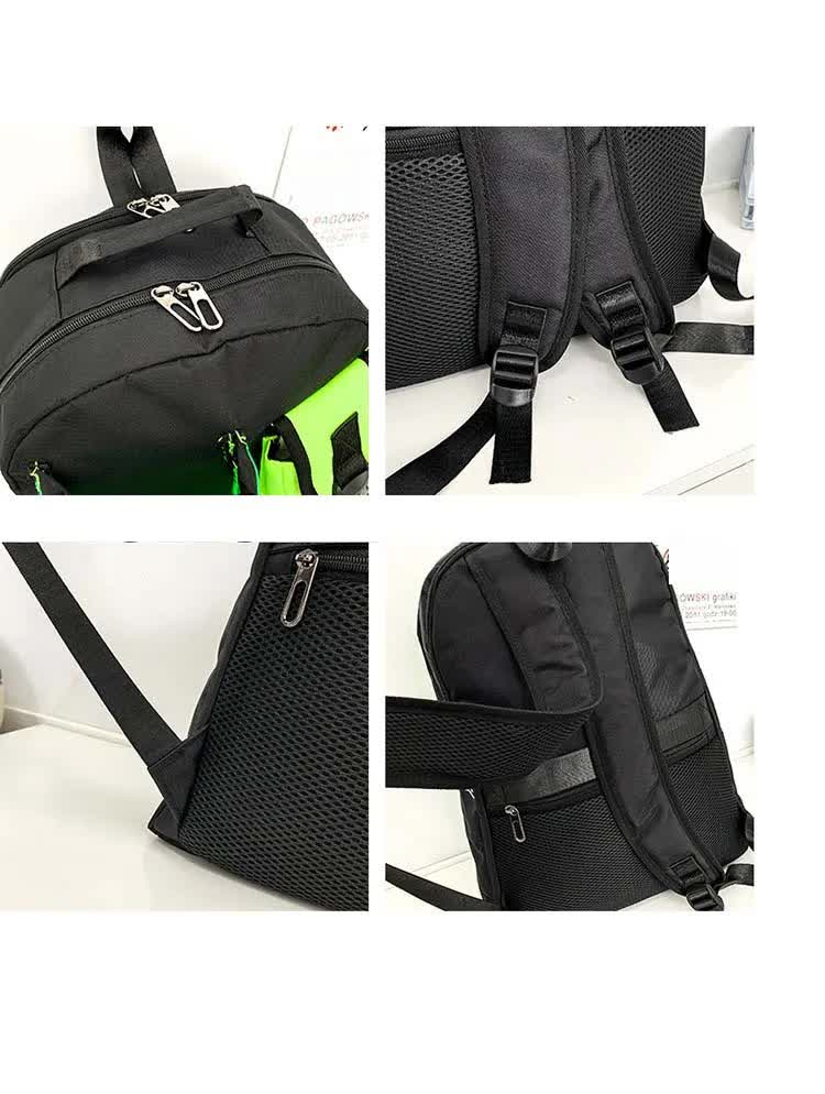 Orange And Grey Stylish Sports Backpack with Contrast Pockets - Unisex Gym Bag for Badminton & Tennis - Factory Direct Shop