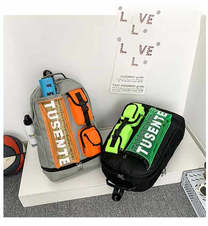 Purple And Black Stylish Sports Backpack with Contrast Pockets - Unisex Gym Bag for Badminton & Tennis - Factory Direct Shop