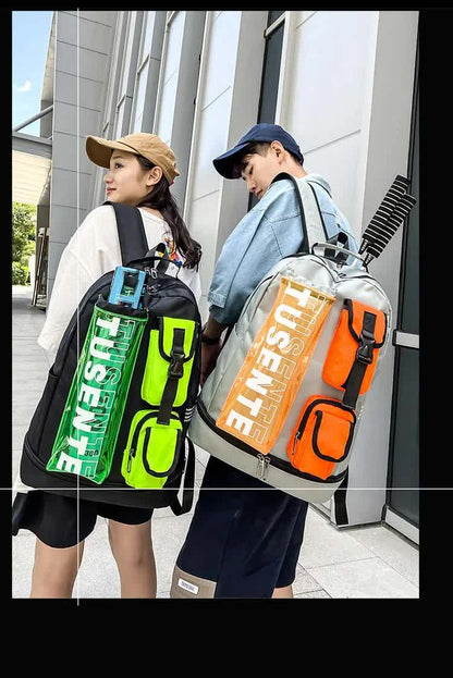 Purple And Black Stylish Sports Backpack with Contrast Pockets - Unisex Gym Bag for Badminton & Tennis - Factory Direct Shop