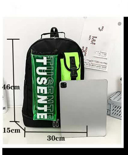 Orange And Black Stylish Sports Backpack with Contrast Pockets - Unisex Gym Bag for Badminton & Tennis - Factory Direct Shop
