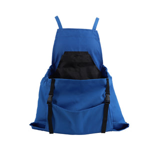 Blue backpack with black interior on a white background