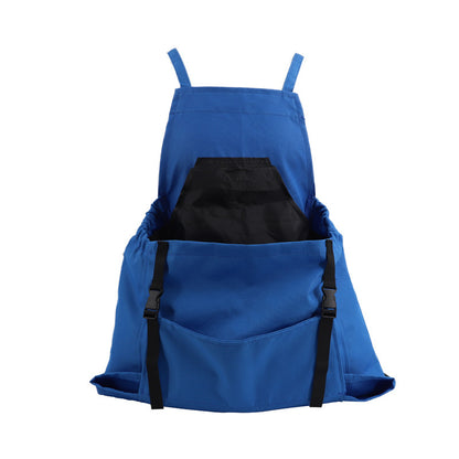 Blue backpack with black interior on a white background