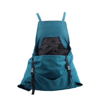 Teal backpack with black interior on a white background