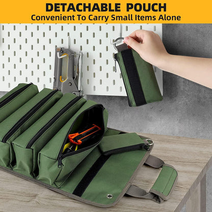 Green Heavy Duty Roll-Up Tool Bag Organizer