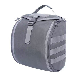 Grey Tactical Helmet Bag & Utility Pouch - Padded MOLLE Gear Storage Carrier