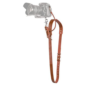 Brown Adjustable Genuine Leather Camera Strap - Crossbody Shoulder Sling for DSLR/SLR(The camera is a prop and is not included)