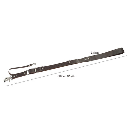 Black Adjustable Genuine Leather Camera Strap - Crossbody Shoulder Sling for DSLR/SLR(The camera is a prop and is not included)