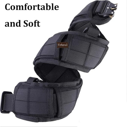 Khaki Adjustable Tactical Battle Belt Set - Padded MOLLE Outer & Nylon Inner Belt