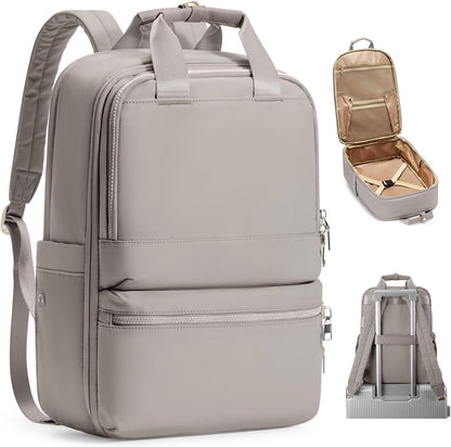 Khaki Large Capacity Travel Laptop Backpack - Sleek Business Shoulder Bag with Padded Compartment